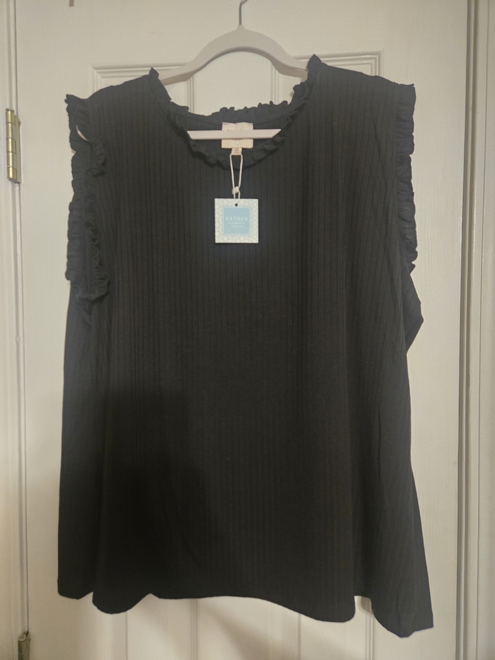 Hayden Black Ruffle Trim Sleeveless Tank Top